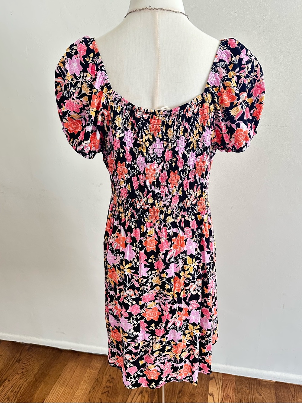 Rewind Black Floral Puff Sleeve Mini Dress Romantic Cottagecore XXL - Picture 4 of 5